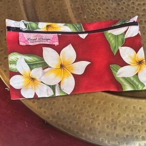 Local Design Red Plumeria Floral Cosmetic Pouch